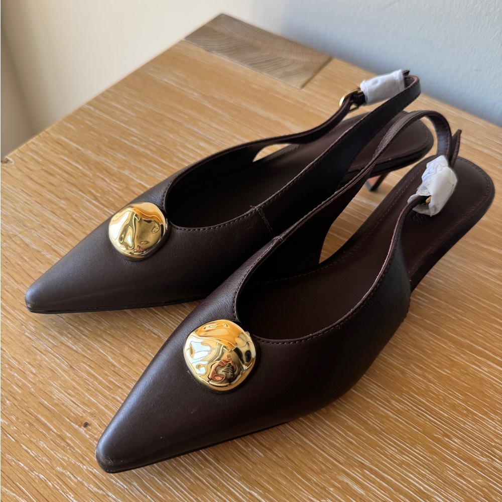 NWOB! MADEWELL The Emilie Slingback Pump Coffee Bean Leather Size 6.5 FLAW🚨 - Picture 4 of 16